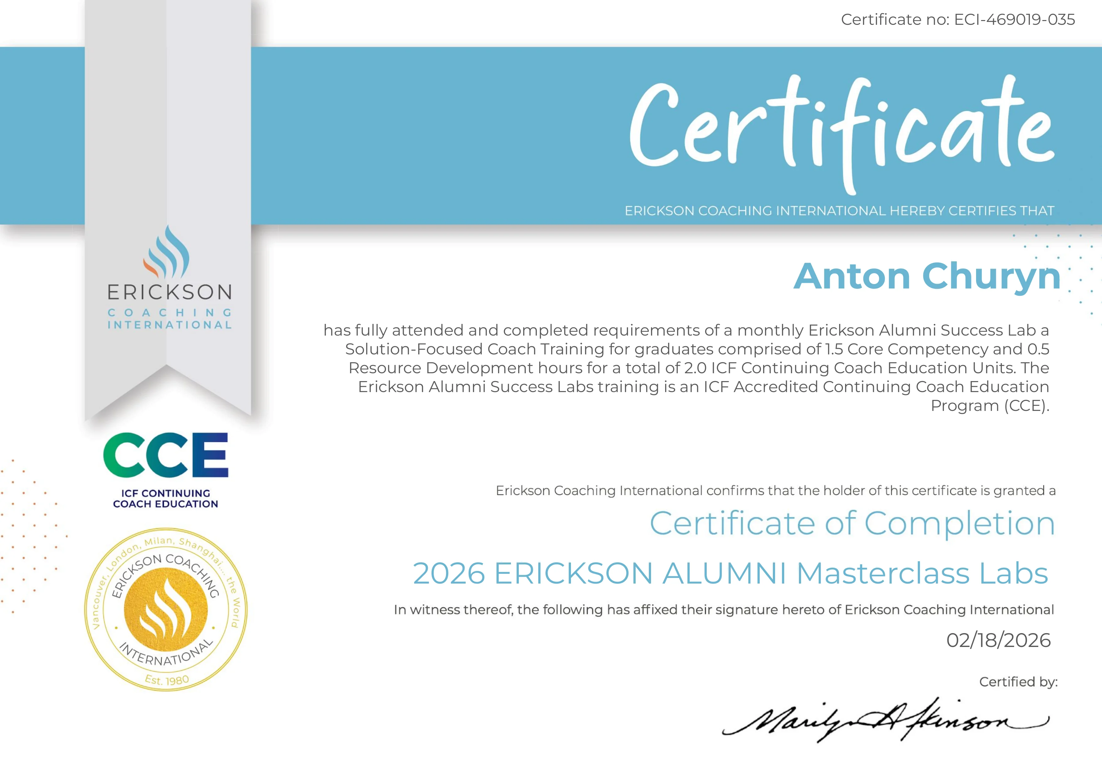 Alumni Masterclass Labs (2026) certificate